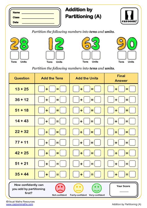 partitioning worksheet|Addition by Partitioning .